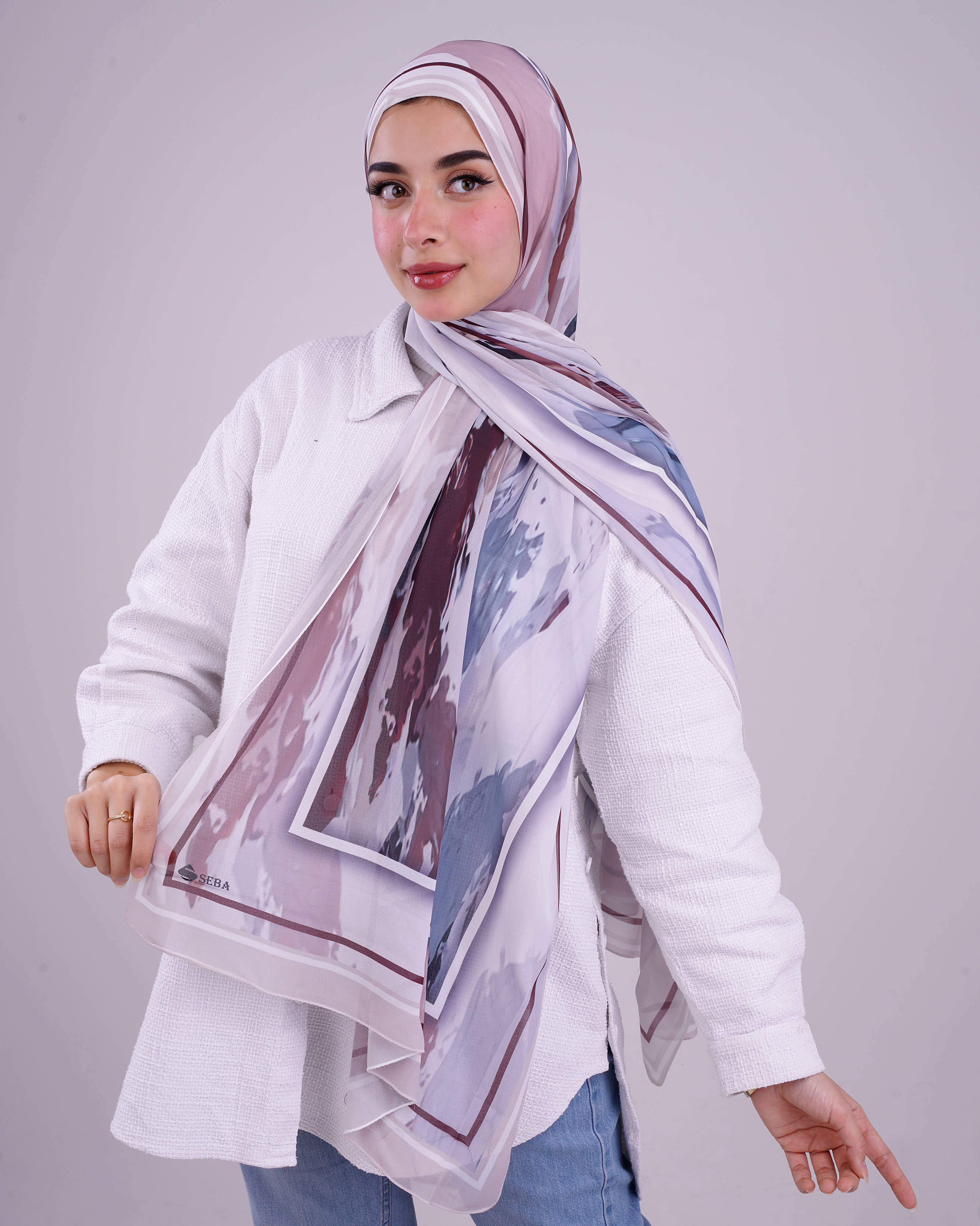 Watercolor Whisper Printed Chiffon Scarf