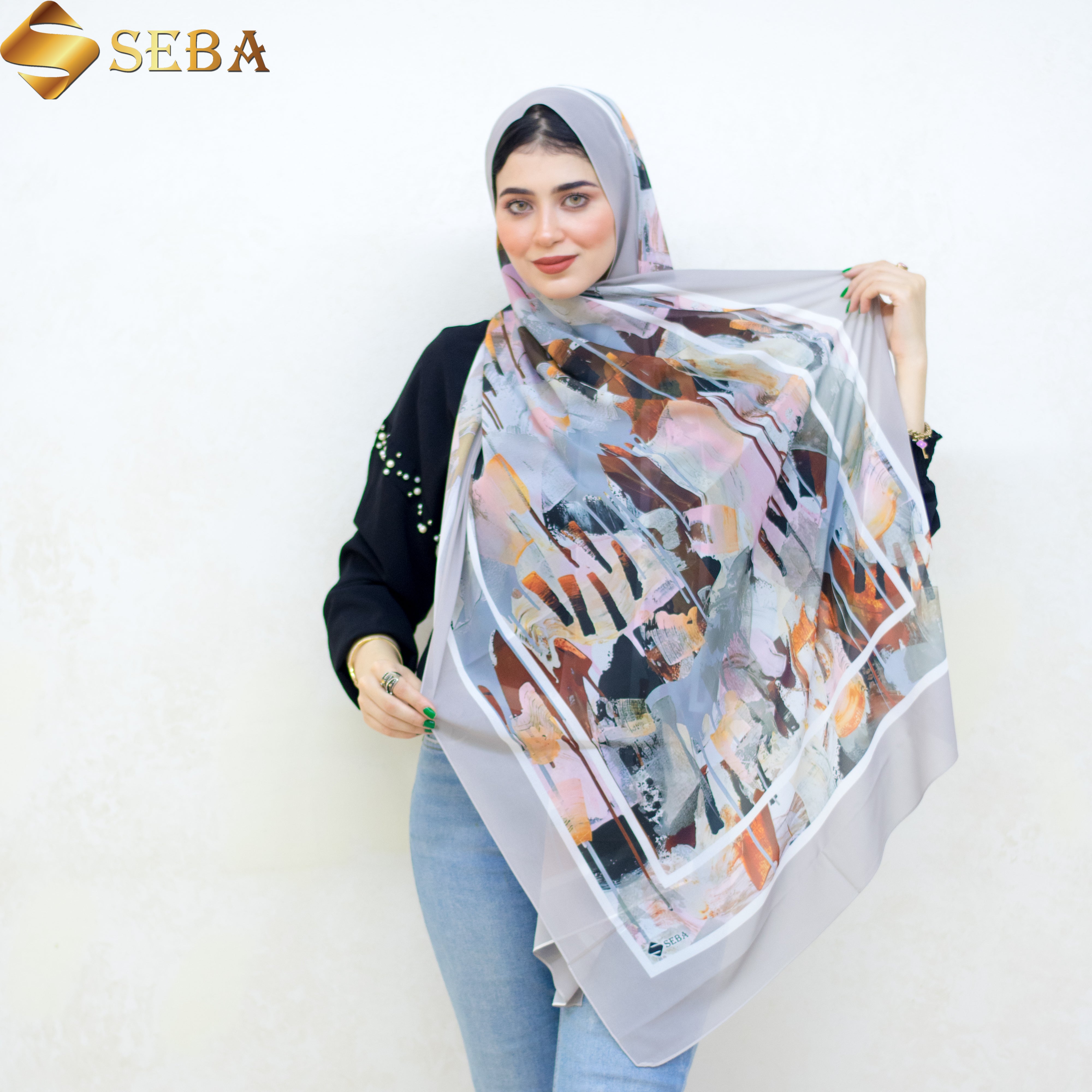 Abstract Painting Printed Chiffon Scarf