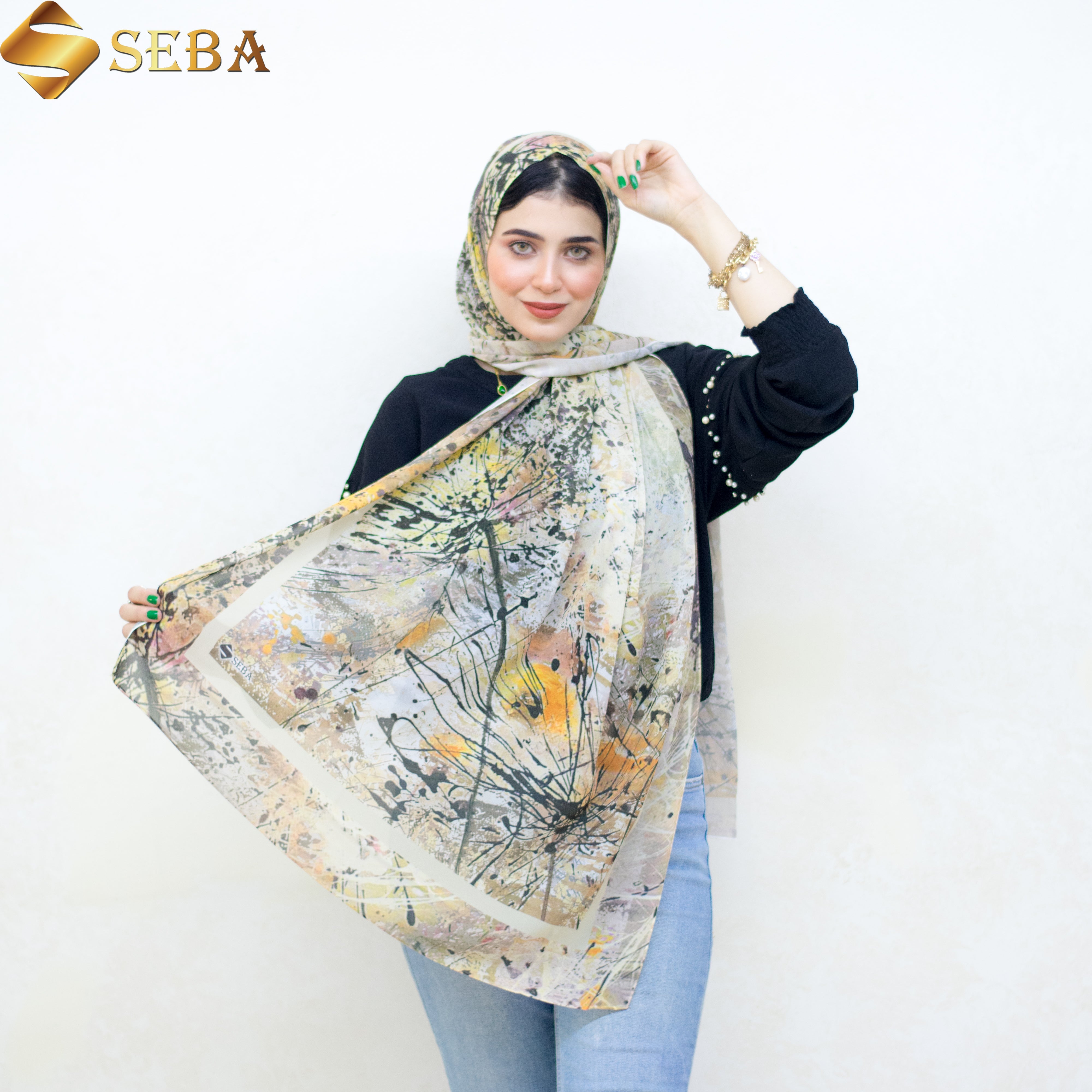 Nature's Whisper Printed Chiffon Scarf