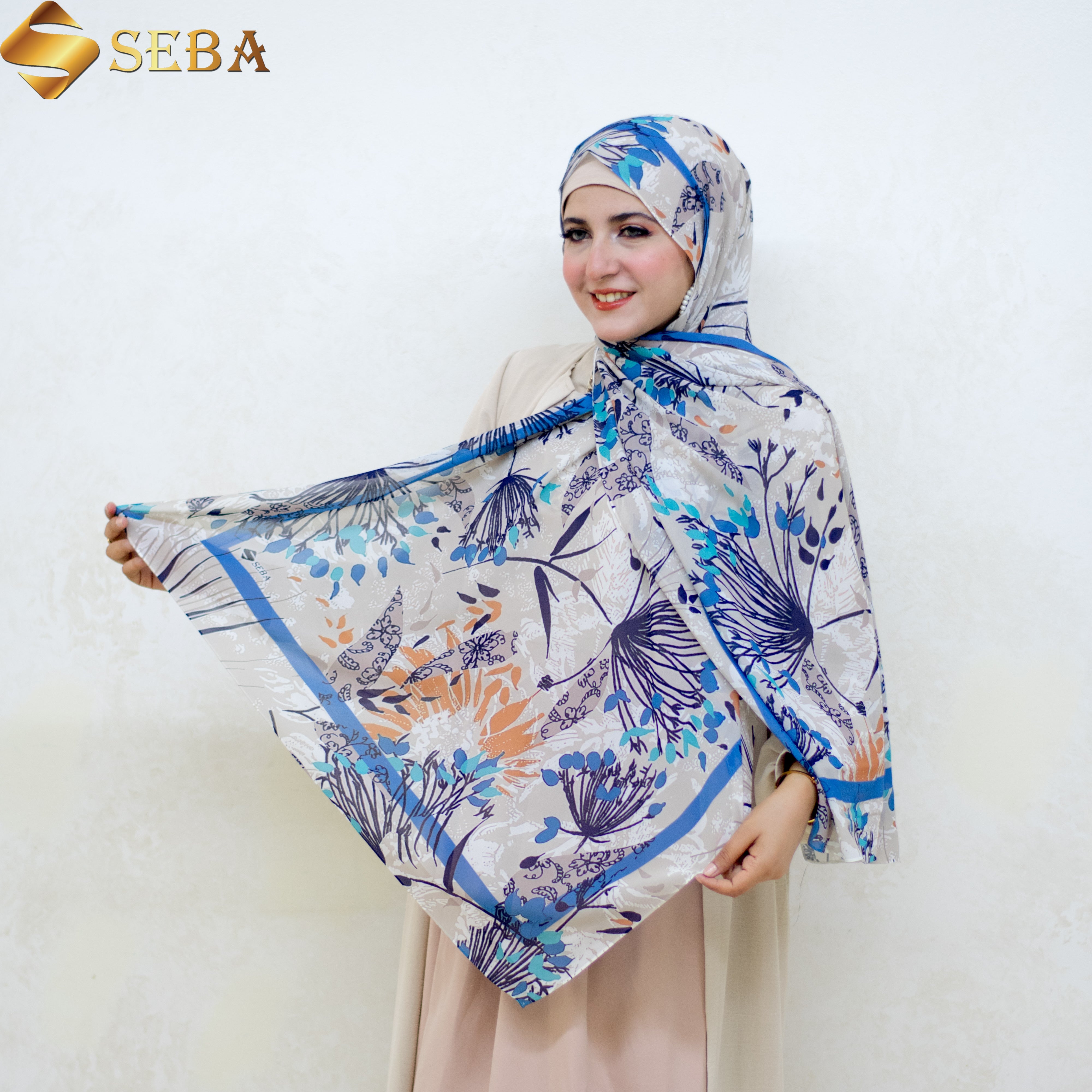 Botanical Elegance Printed Chiffon Scarf