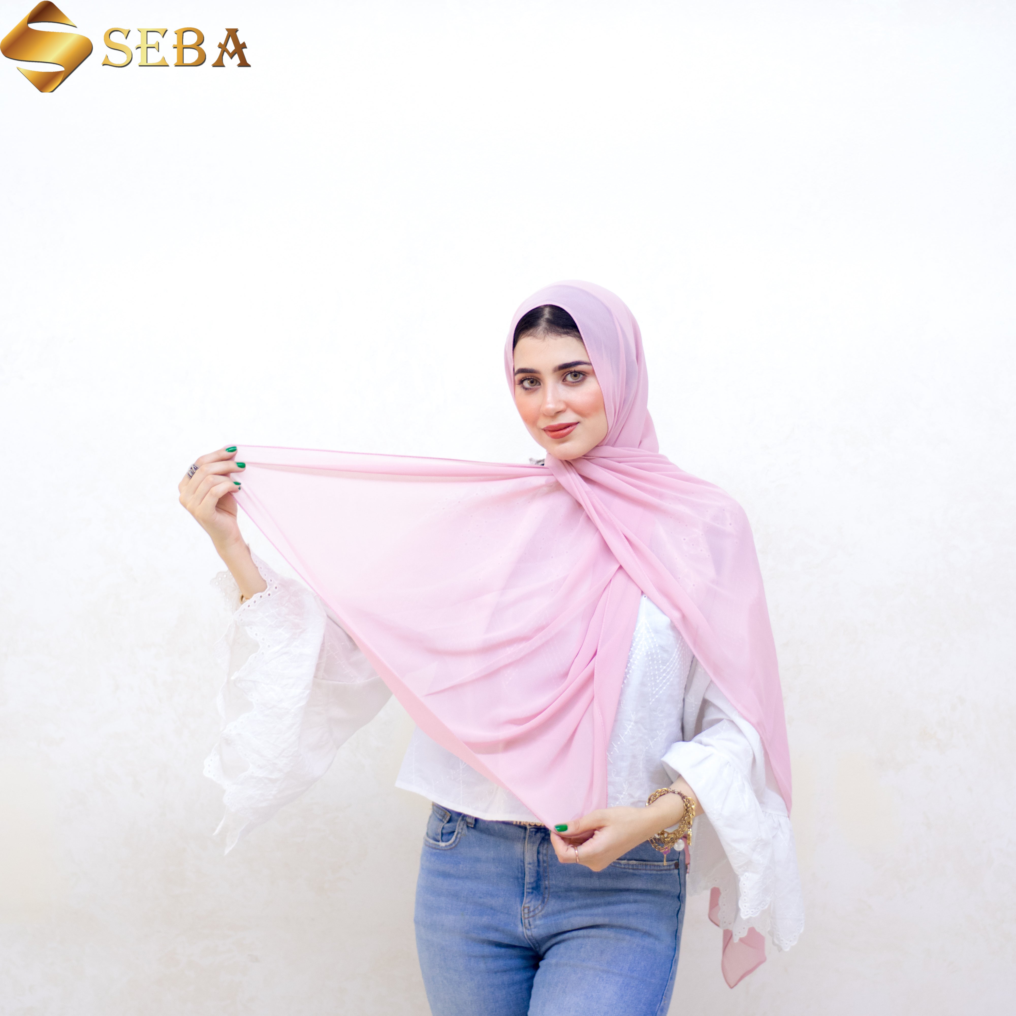 Classic Rose Plain Chiffon Scarf