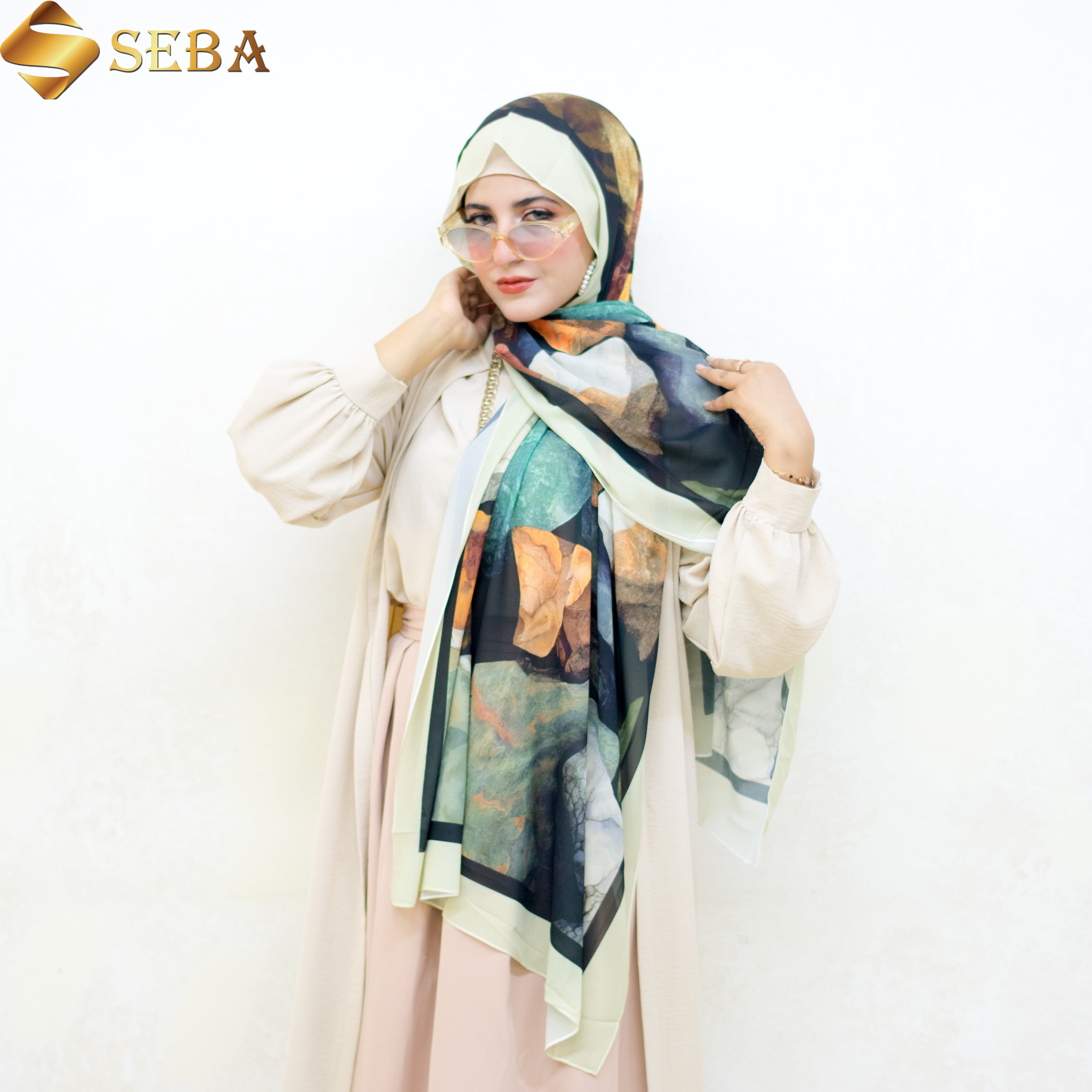 Earthy Elegance Printed Chiffon Scarf